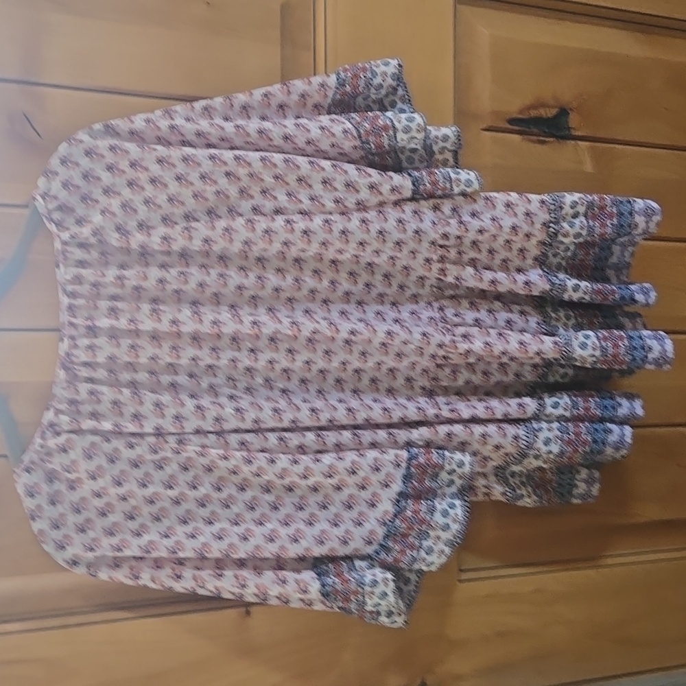 Boho Floral Print, Festival Bouse, Fairy, Semi Sheer, Whimsigoth, Angel sleeves - Picture 7 of 14